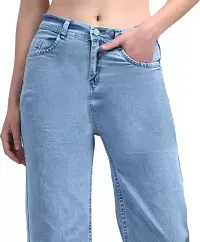 Jeancherry Loose Fit Denim Women Baggy Sky Blue Plain Jeans-thumb4