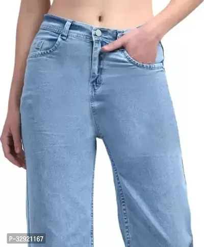 Jeancherry Loose Fit Denim Women Baggy Sky Blue Plain Jeans-thumb5