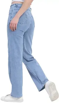 Jeancherry Loose Fit Denim Women Baggy Sky Blue Plain Jeans-thumb1