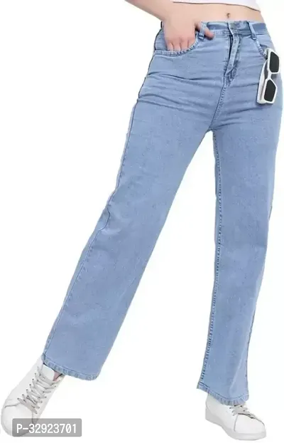 Jeancherry Loose Fit Denim Women Baggy Sky Blue Plain Jeans-thumb0