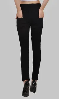 Comfits Slim Fit Denim Women Black Knee Cut Jeans-thumb1