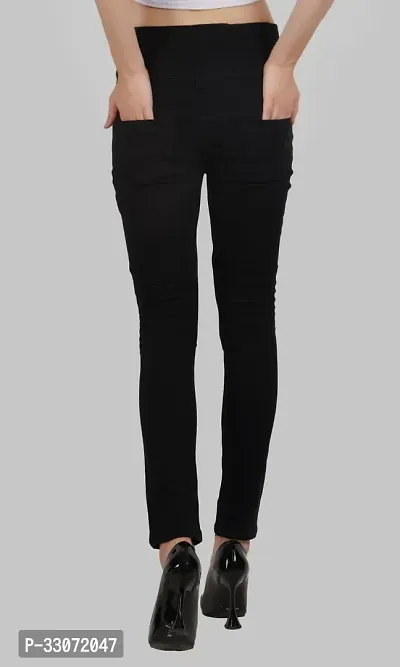 Comfits Slim Fit Denim Women Black Knee Cut Jeans-thumb2