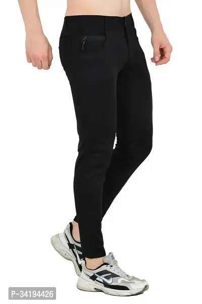 Flaring Relaxed Fit Men Black Track Pant-thumb3