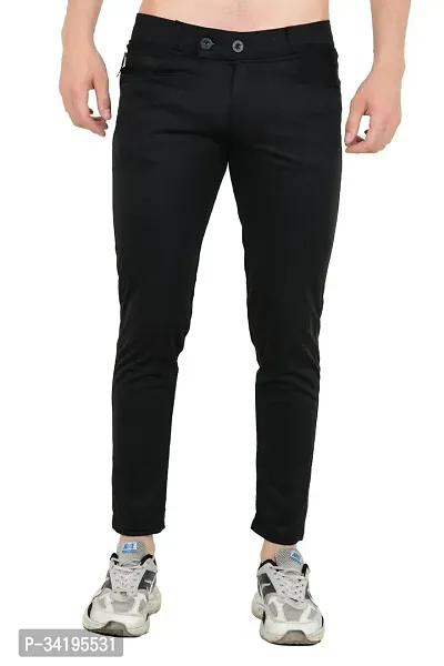 Flaring Relaxed Fit Men Black Track Pant-thumb0