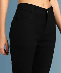 Stylish Straight Fit Denim Women Black Plain Jeans-thumb2