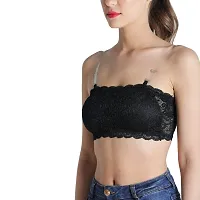 Deevaz Combo of 3 Padded Tube Bra in Red, Black  White Poly-Lace Fabric with Removable Transparent Straps-thumb3