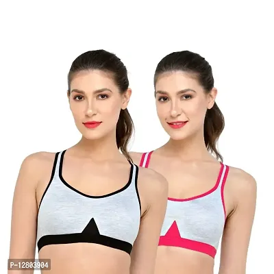 Buy Deevaz Combo of 2 Non-Padded Cotton Rich Cross Back Sports Bra in  Hot-Pink Blue (36, Black Pink) Online In India At Discounted Prices