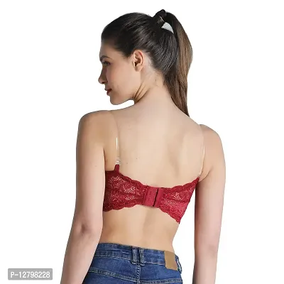 Deevaz Padded Tube Bra in Poly-Lace Fabric with Removable Transparent Straps.-thumb2