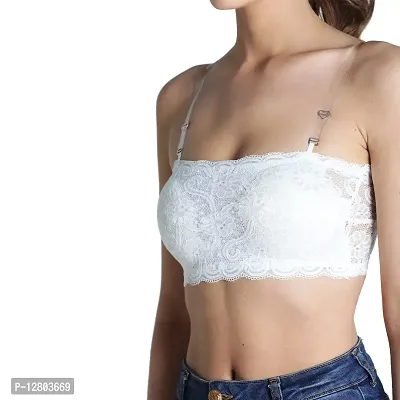 Buy Deevaz Combo of 2 Padded Tube Bra in Maroon White Poly-Lace Fabric with  Removable Transparent Straps. Online In India At Discounted Prices