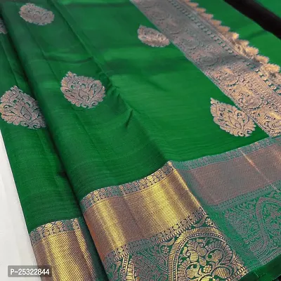 Stylish Cotton Green Saree with Blouse Piece For Women-thumb0