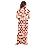 Women's Jaipuri Print Floral Printed Pure Cotton Maxi Dress Women's Nighty dressWN14-S Beige-thumb1