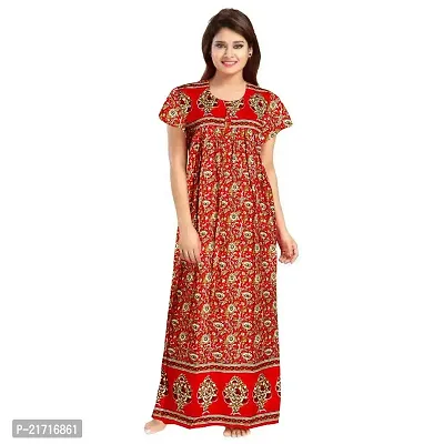 Women's Jaipuri Print Floral Printed Pure Cotton Maxi Dress Women's Nighty dressWN23-L
