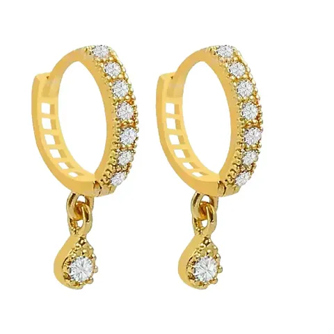 Gold Plated Brass Cubic Zirconia Studded Nose Pin