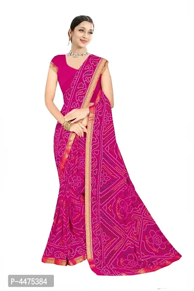 Pink Printed Georgette Saree with Blouse Piece-thumb0