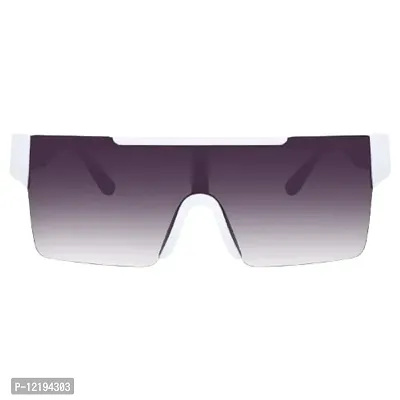 Rimless Flat Top Shield Side Visor Metal Rim Sunglasses Gold Brown -  Walmart.com