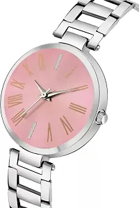 Pink Dial  Stainless Steel Pink Women Style Girls Hand Watch-thumb2