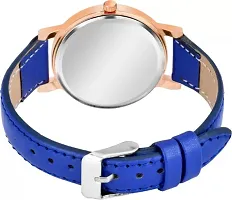 Blue Exclusive Stylish Flower Dial And Designer Leather Strap watch for women-thumb2