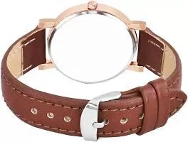 Brown Exclusive Stylish Flower Dial And Designer Leather Strap watch for women-thumb1