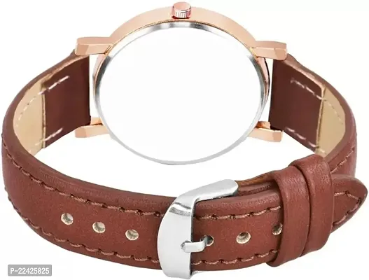 Brown Exclusive Stylish Flower Dial And Designer Leather Strap watch for women-thumb2