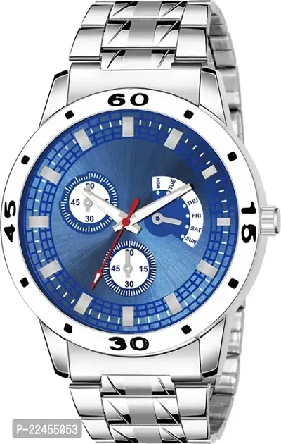 Premium Silver Dummy Chronograph Dial | Stainless Steel Chain Strap | Water Resistant | Quartz Machinery-thumb0