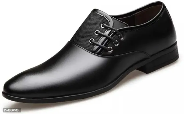 Black Synthetic Leather Derbys For Men-thumb0