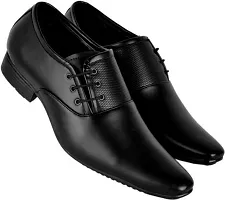 Black Synthetic Leather Derbys For Men-thumb1