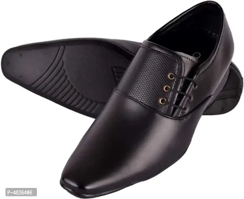 Black Synthetic Leather Derbys For Men-thumb3