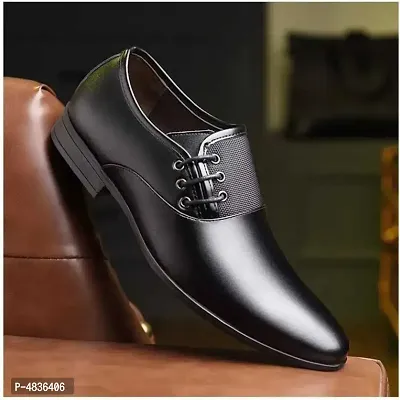 Black Synthetic Leather Derbys For Men-thumb4