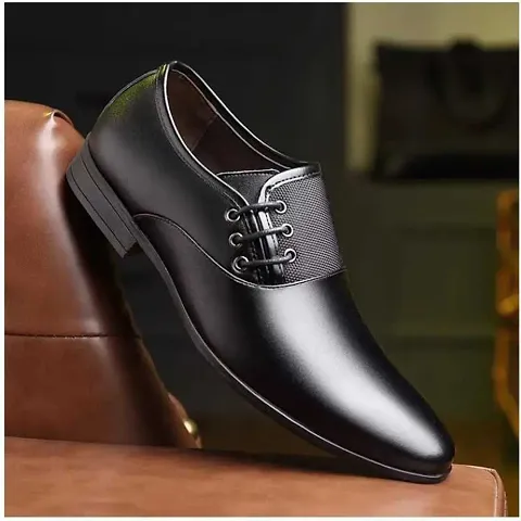 Men's Classic Solid Black Derbys Shoes