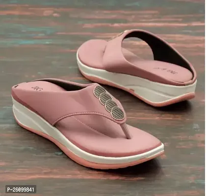 Elegant Peach Rubber Solid Fashion Flats For Women