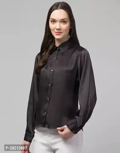 Culpi Satin Party Wear Full Sleeve Shirt For Women S Black-thumb0