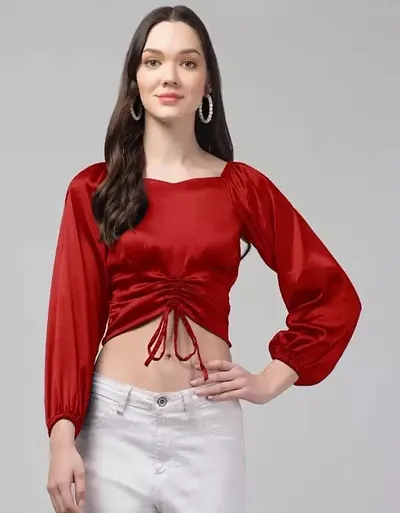 Stylish Crepe Solid Top For Women