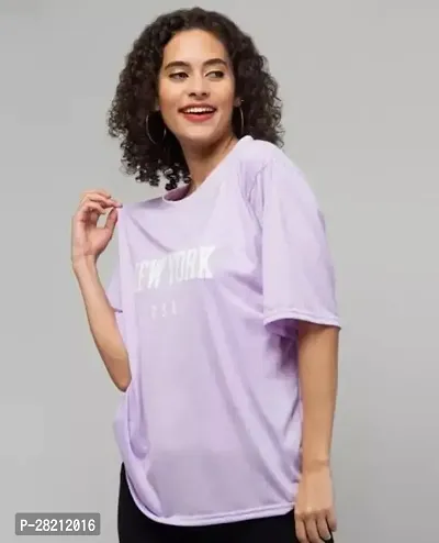 Beautiful Magenta Cotton Blend Printed Oversized T-Shirt For Women