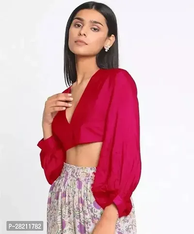 Stylish Red Satin Solid Top For Women