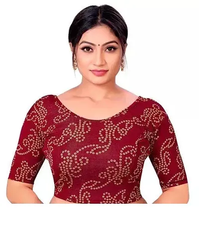Bandhni Cotton Blend Printed Stitched Blouses