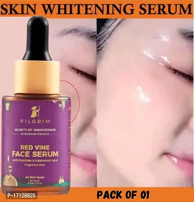 PILGRIM French Red Vine  Hyaluronic acid serum with peptides | Red vine serum for face | Hyaluronic acid serum for face | For women  men (30 ML)
