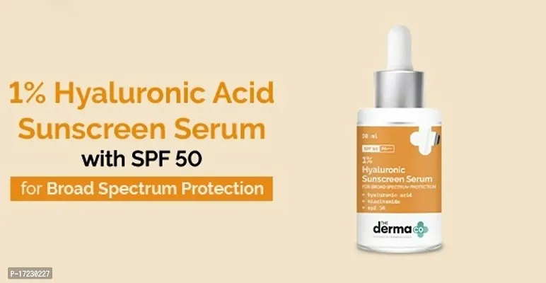 The Derma Co 1% Hyaluronic Acid Sunscreen Serum with SPF 50  Niacinamide for Broad Spectrum Protection - 30ml