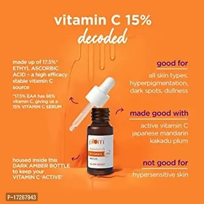 Plum 15% Vitamin C Face Serum With Mandarin Serum For Face Glowing Whitning With Pure Ethyl Ascrobic Acid For Hyperpigmentation Dull Skin 30 ML-thumb0