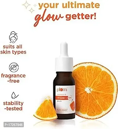 Plum 15% Vitamin C Face Serum With Mandarin Serum For Face Glowing Whitning With Pure Ethyl Ascrobic Acid For Hyperpigmentation Dull Skin 30 ML