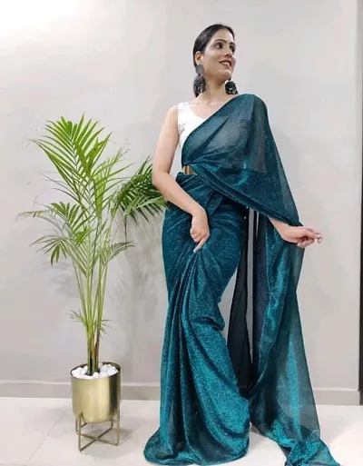 Trending Lycra Saree with Blouse piece 