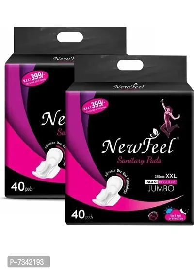 New Feel Sanitary Pads For Girls And Women Pack Of 80 2 Packs Sanitary Needs Sanitary Napkins-thumb0