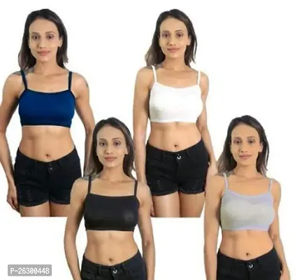 Stylish Multicoloured Cotton Solid Bra For Women Pack Of 4-thumb0