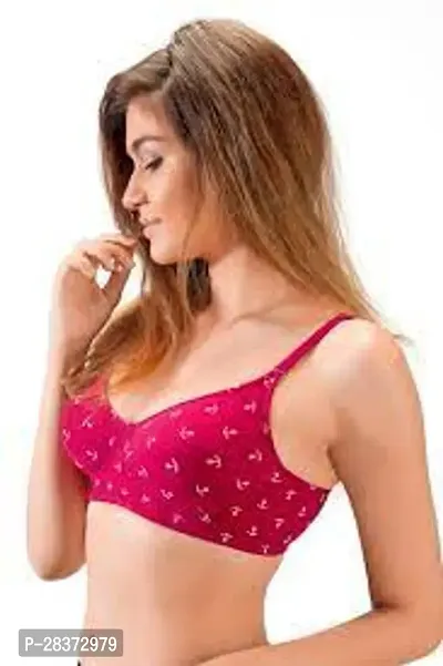 Stylish Red Cotton Printed Bra For Women