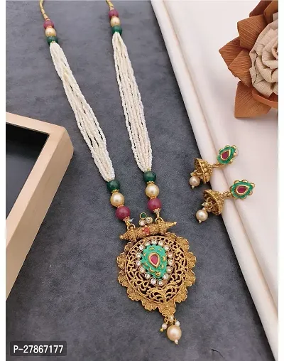 Elegant Brass Multicolor Jewellery Set For Women-thumb0