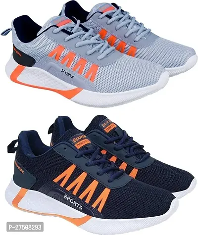 Stylish Multicoloured Canvas Sport Running And Walking Shoes For Men Pack Of 2-thumb0