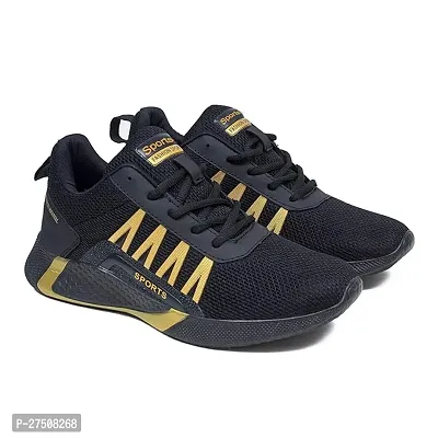 Stylish Black Canvas Sport Running And Walking Shoes For Men-thumb0