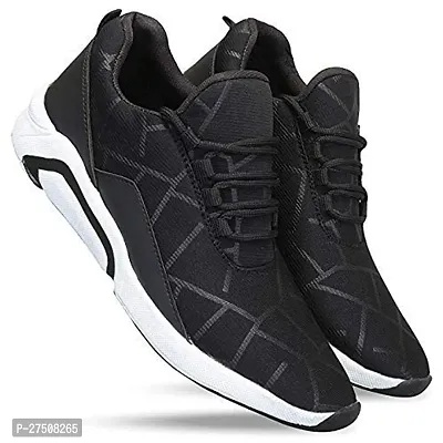 Stylish Black Canvas Sport Running And Walking Shoes For Men-thumb0