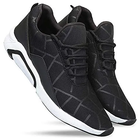 Shoefly Men Black-1242 Sports Shoes, Running Shoes for Men,Cricket Shoes,Casual Shoes,Trekking Shoes,Comfortable for Men's