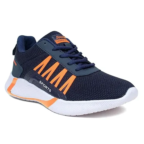 Stylish Blue Canvas Sport Running And Walking Shoes For Men