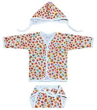 Triviso New Born Baby Gift Set of Nappies, Caps and Shirts for Boys  Girls (Pack-5; Multicolor; 0-3 Months)-thumb1